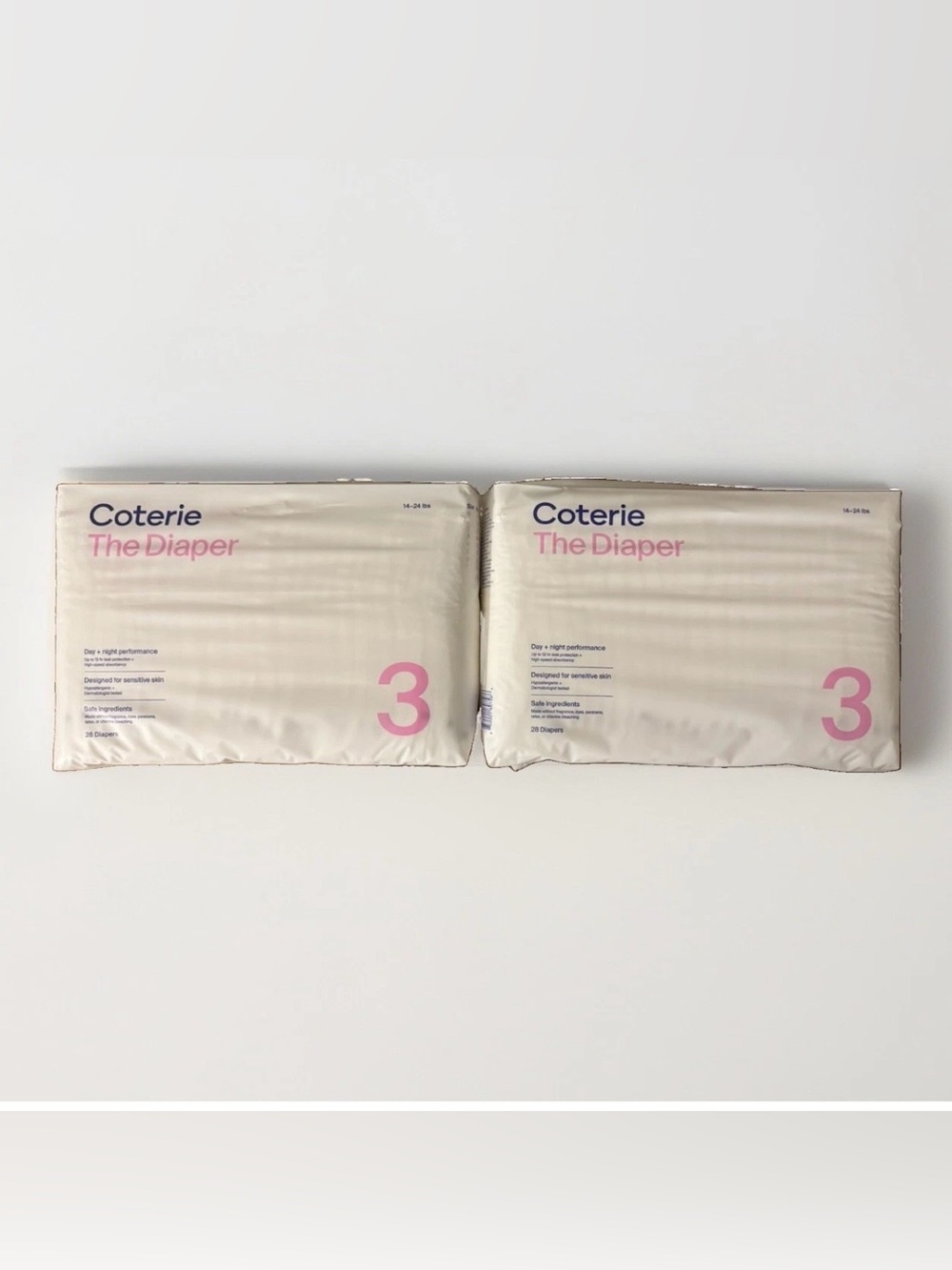 Coterie The Diaper Size 3 Lot of 2 Packs 56 Total Diapers 14-24 lbs Sealed